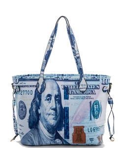 100 Dollar Bill Printed Shoulder Bag 118-6729 BLUE